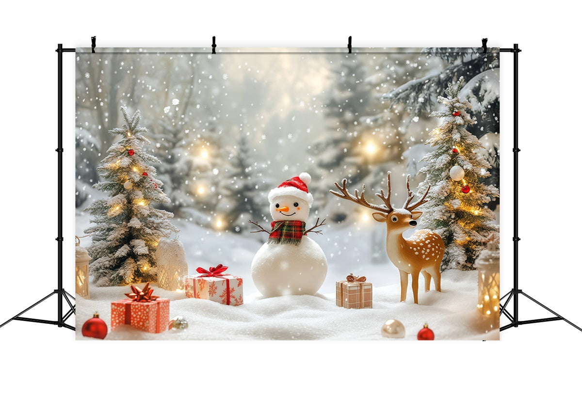 Toile de fond Paysage d’Hiver Bonhomme de Neige Douillet Cadeaux Noël BRP57-381
