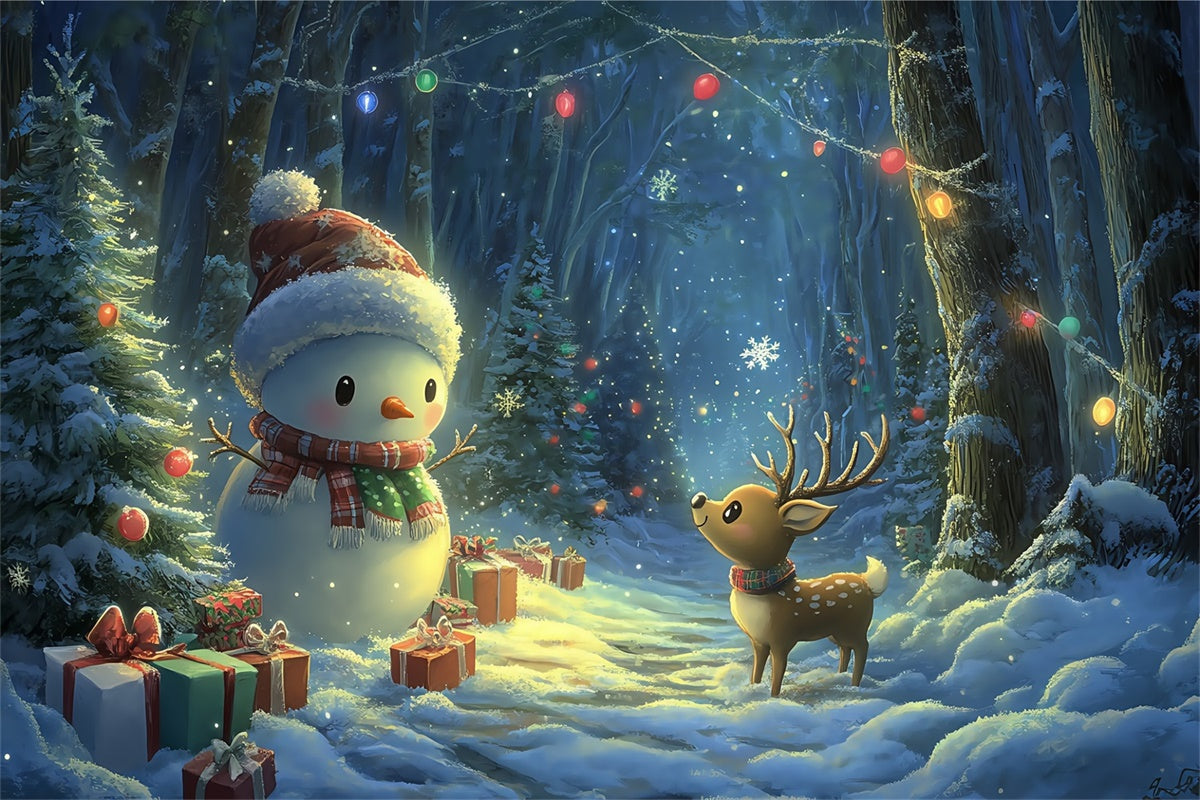 Toile de fond Hiver Nuit Magique Festive Neige BRP57-382