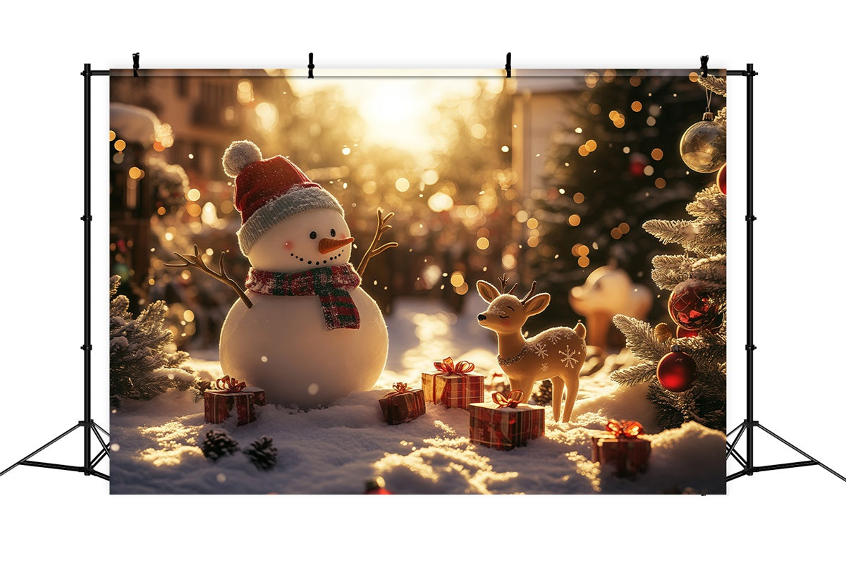 Toile de fond Photo Hiver Neige Coucher de Soleil Joie BRP57-383