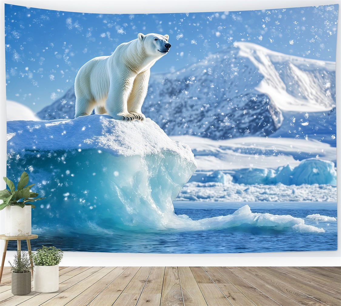 Toile de fond Neige Ours Polaire Majesté Iceberg BRP57-384
