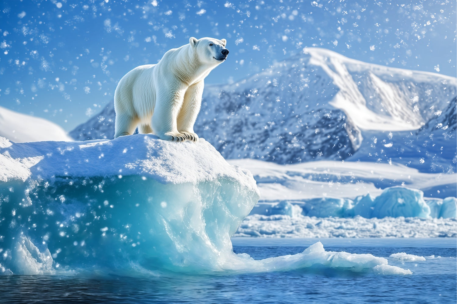 Toile de fond Neige Ours Polaire Majesté Iceberg BRP57-384