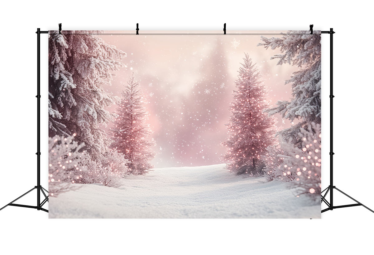 Toile de fond Hiver Photographie Pin Enchanté Rosé BRP57-386
