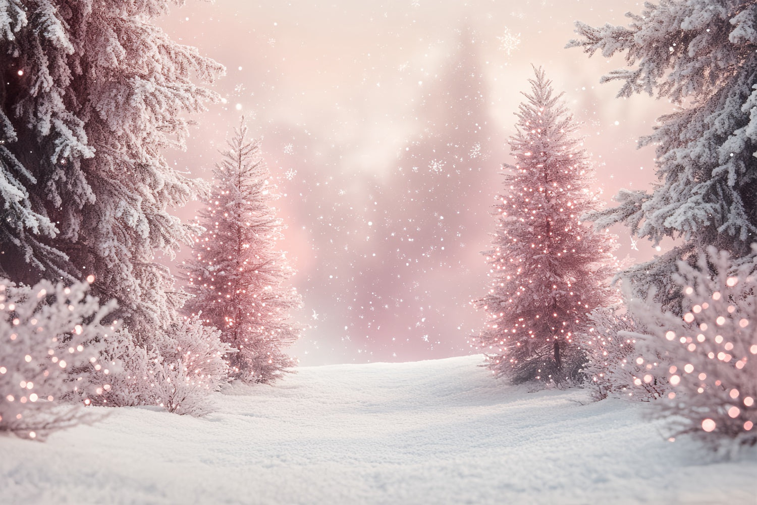 Toile de fond Hiver Photographie Pin Enchanté Rosé BRP57-386
