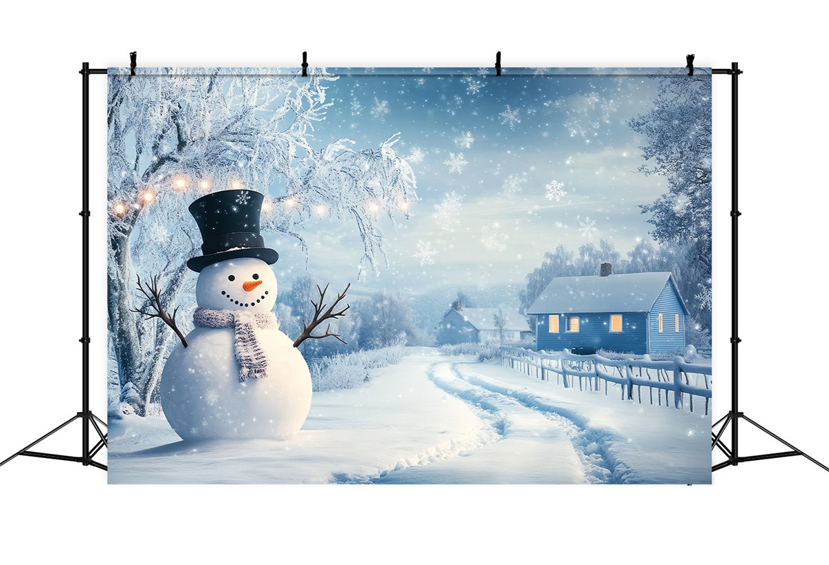 Toile de fond Hiver Scène Bonhomme de Neige Village de Noël BRP57-387