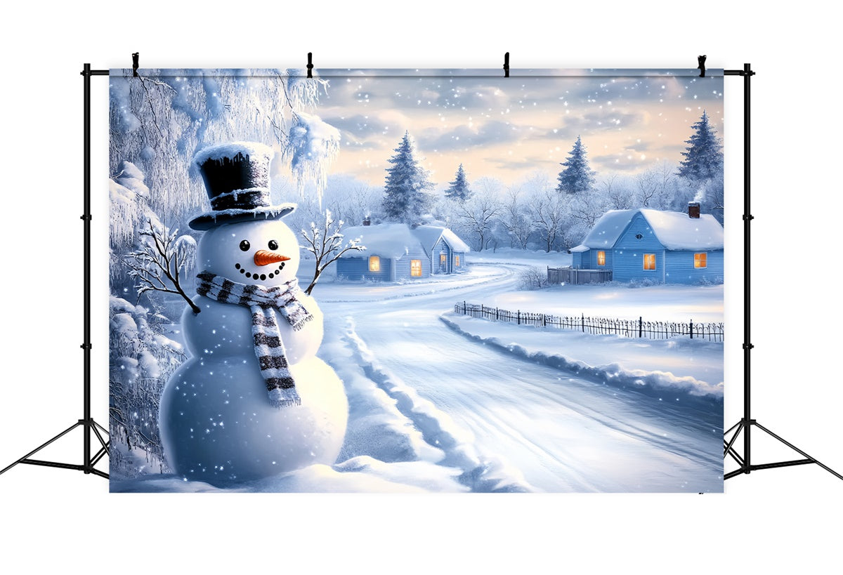 Toile de fond Hiver Sentier Givré Chalet Hivernal BRP57-388
