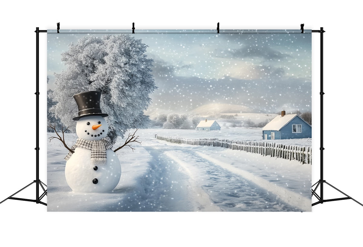 Toile de fond Hiver Neige Sentier Paisible Bonhomme de Neige BRP57-389