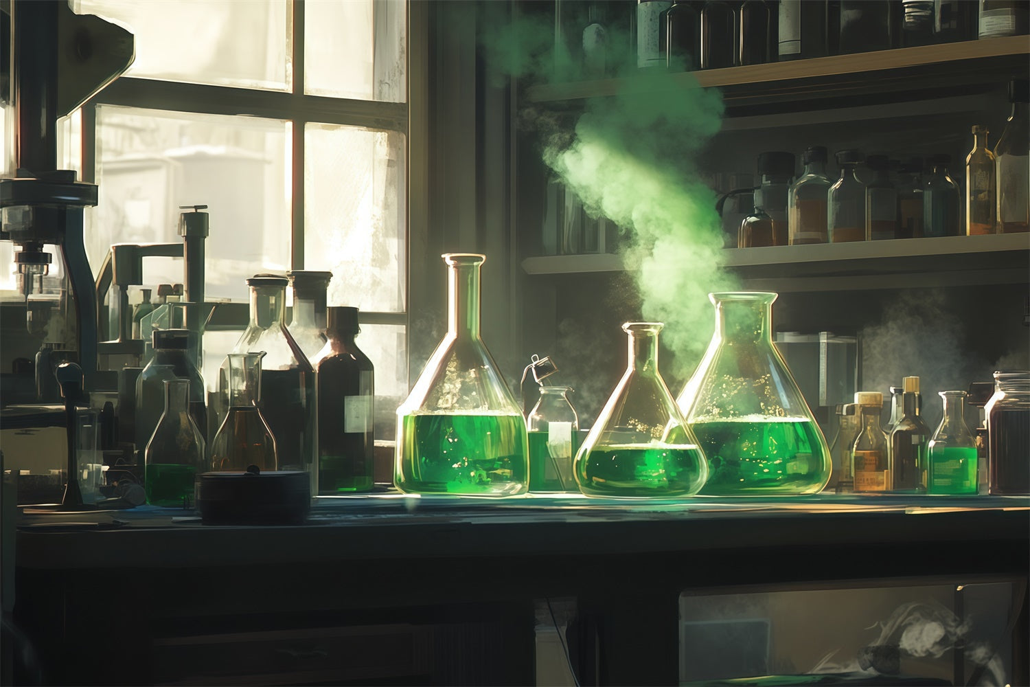 Toile de fond Laboratoire de Chimie Potion Verte Scientifique BRP57-42