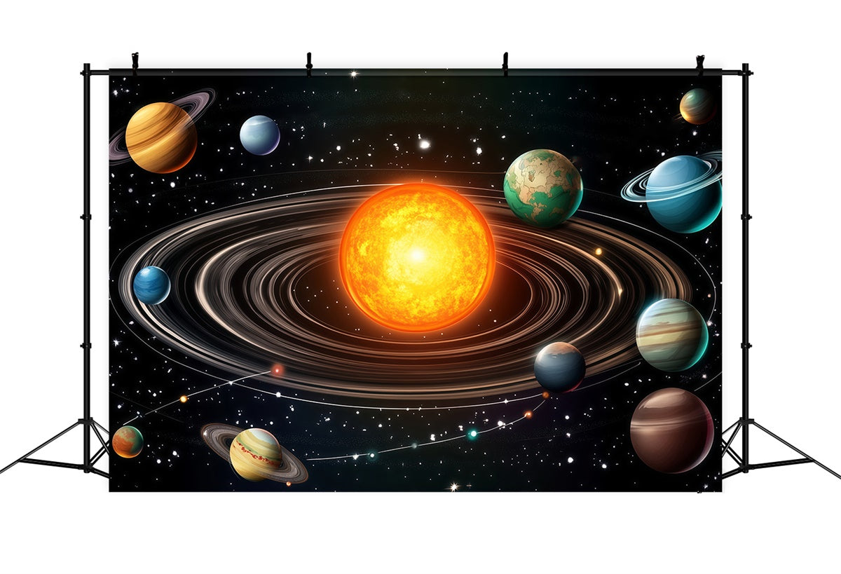 Toile de fond Rentrée des Classes Soleil et Planètes Découverte BRP57-49