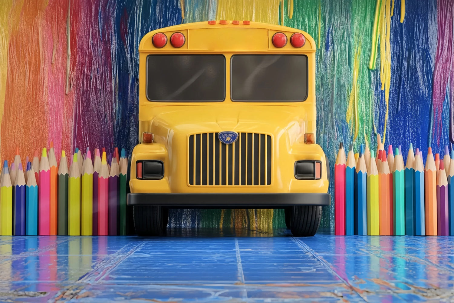 Toile de fond Photo École Ambiance Bus Magique BRP57-50