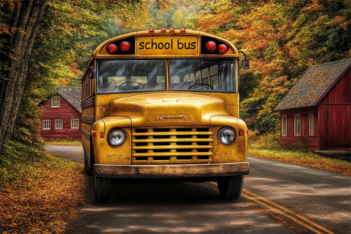 Toile de fond Rentrée des Classes Bus Vintage d’Automne BRP57-58