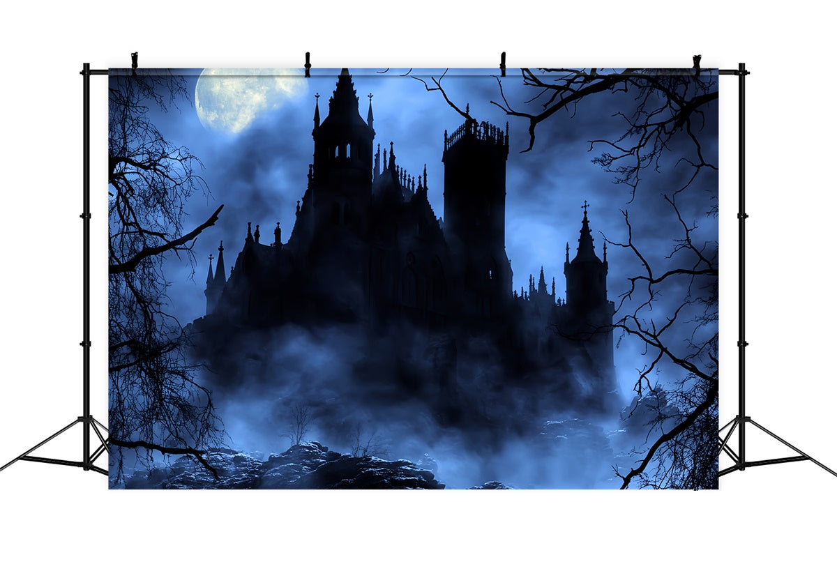 Toile de fond Photo Halloween Château de Minuit Brumeux BRP57-61