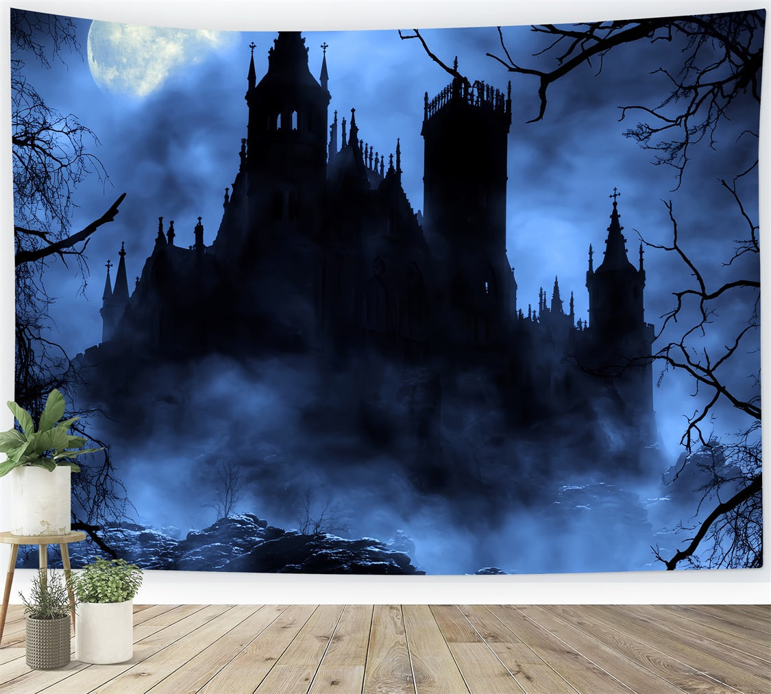 Toile de fond Photo Halloween Château de Minuit Brumeux BRP57-61