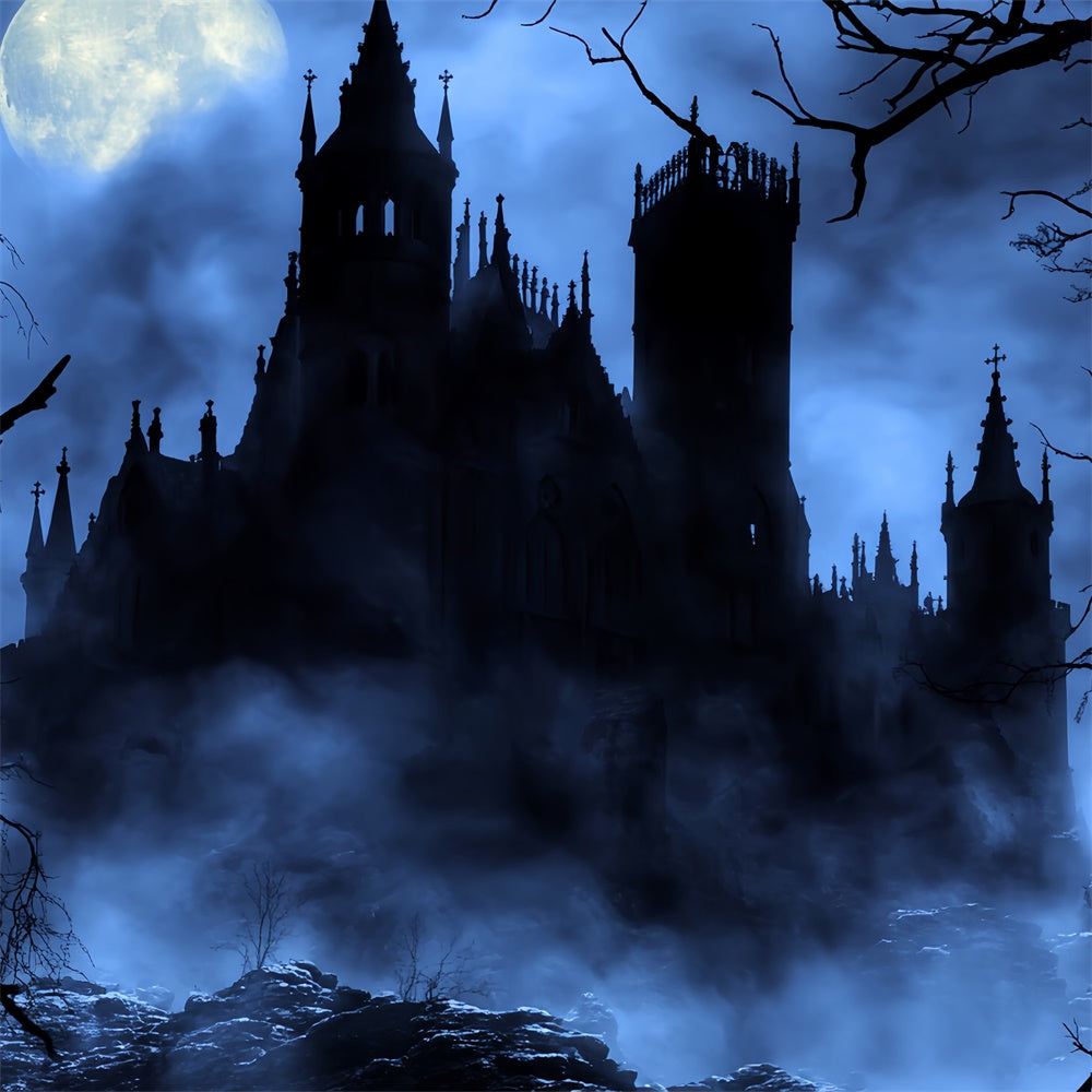 Toile de fond Photo Halloween Château de Minuit Brumeux BRP57-61