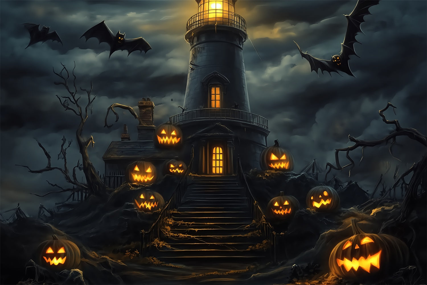 Toile de fond Halloween Marches Fantômes et Lanternes BRP57-64