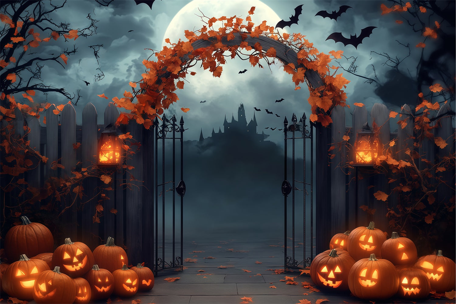 Toile de fond Photo Halloween Portail Gothique en Fer BRP57-65