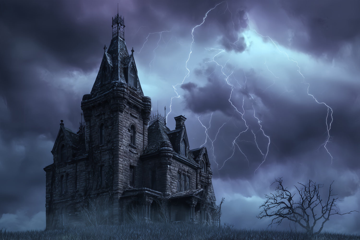 Toile de fond Photo Halloween Château de l’Orage Hanté BRP57-70