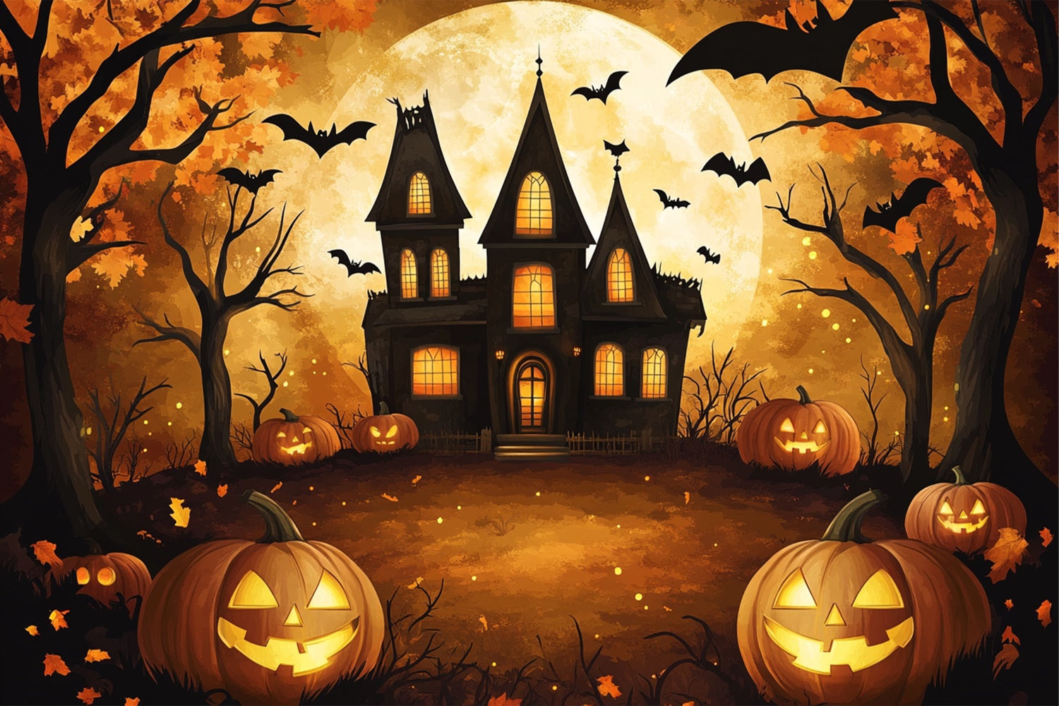 Toile de fond Photo Halloween Manoir Effrayant Dessiné BRP57-72
