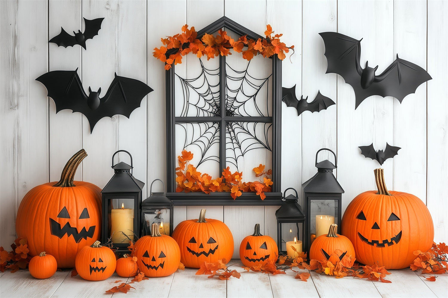 Toile de fond Photo Halloween Citrouille et Bougies Chaleureuses BRP57-80