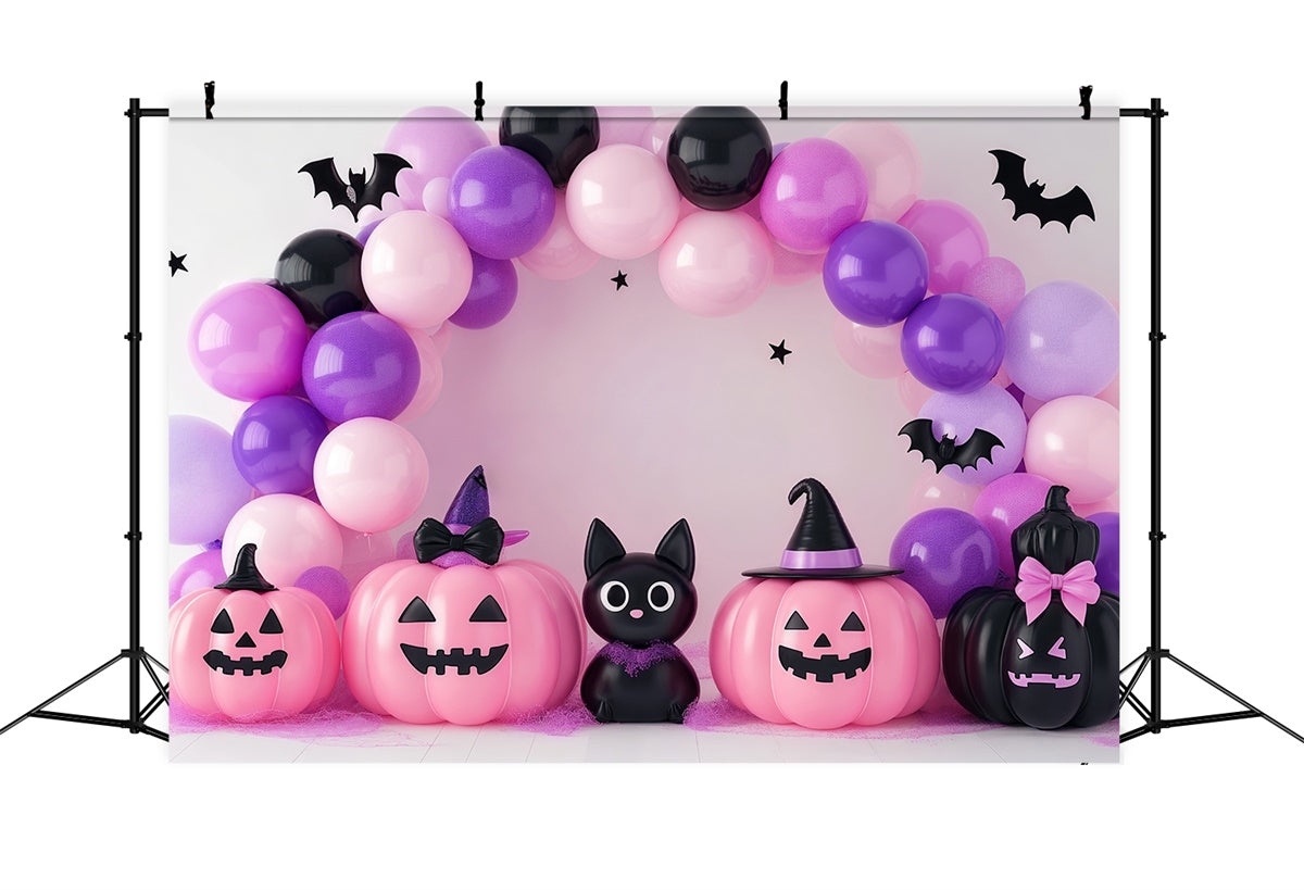 Toile de fond Photo Halloween Ballon Chat Citrouille BRP57-83