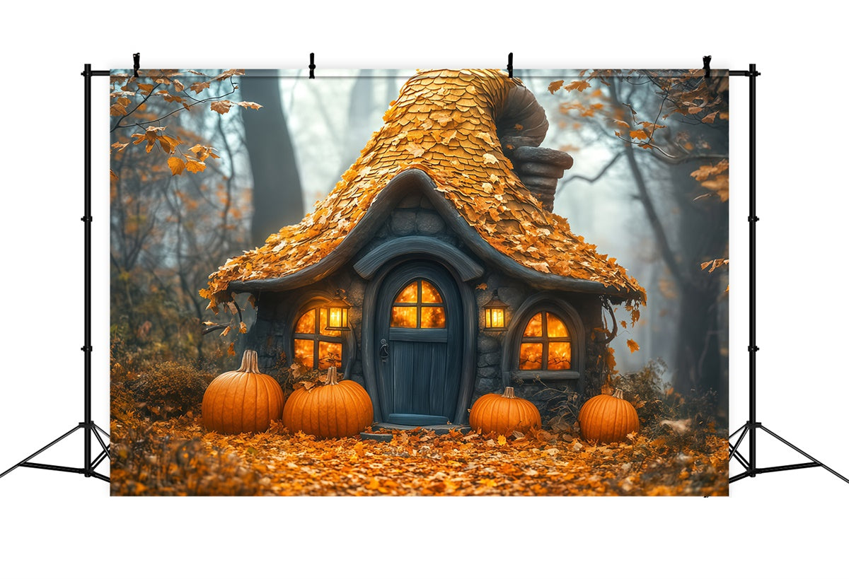 Toile de fond Photo Halloween Chalet Citrouille d’Automne BRP57-86