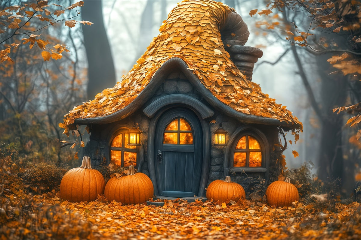 Toile de fond Photo Halloween Chalet Citrouille d’Automne BRP57-86