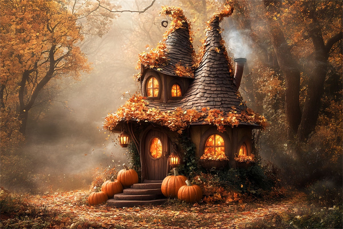 Toile de fond Halloween Cabane Magique et Tour Tordue BRP57-87