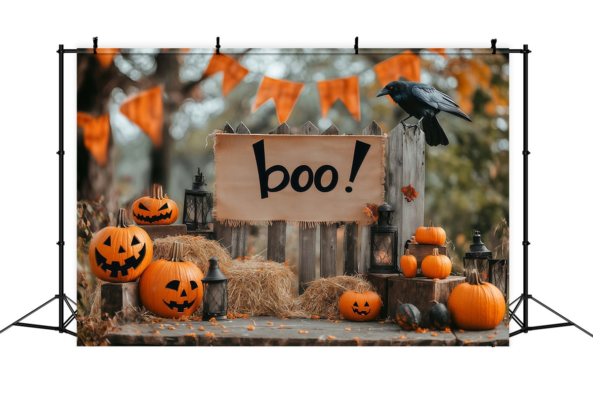 Toile de fond Halloween Clôture Bienvenue Citrouille BRP57-91