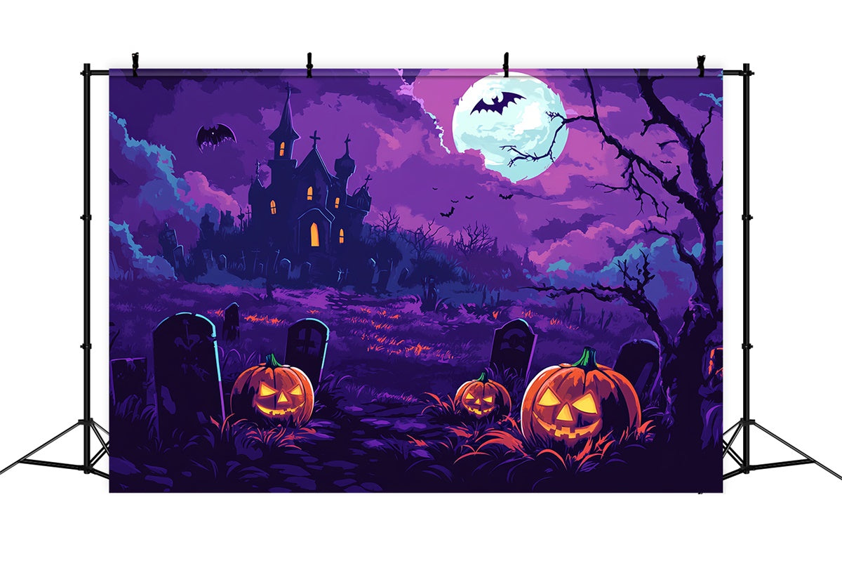 Toile de fond Photo Halloween Lueur Citrouille au Clair de Lune BRP57-96