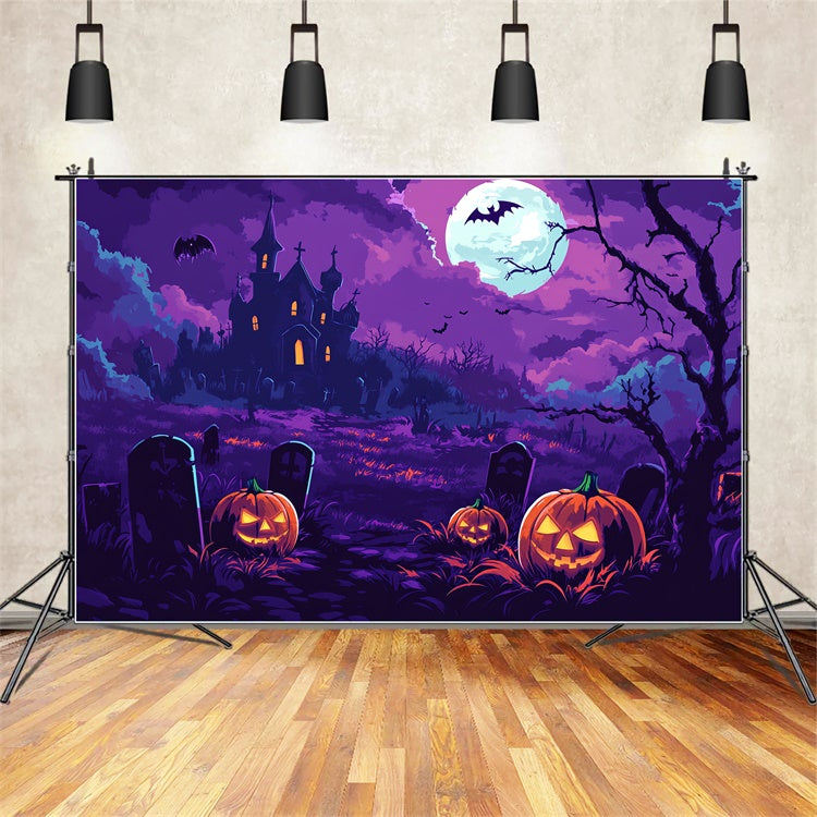 Toile de fond Photo Halloween Lueur Citrouille au Clair de Lune BRP57-96