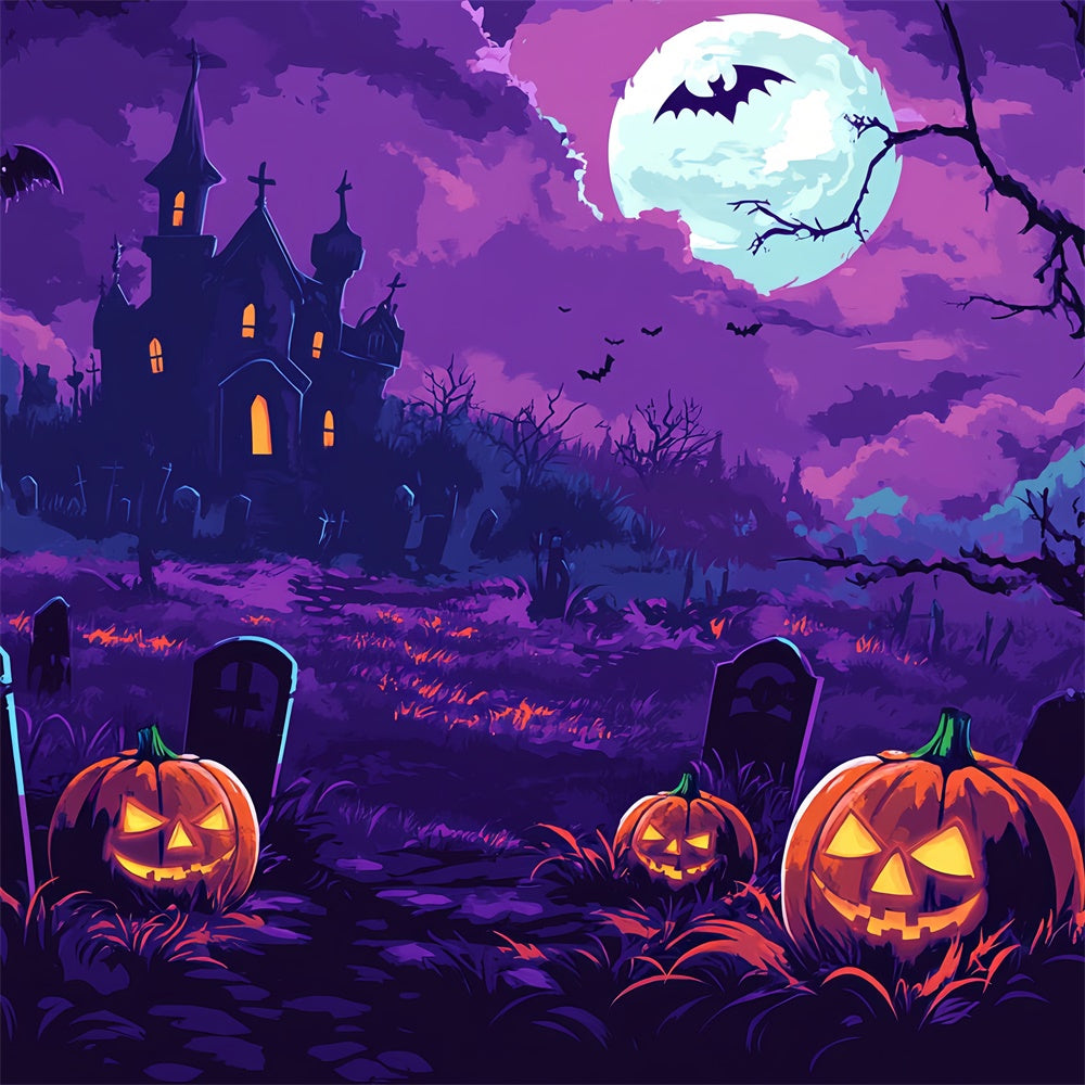 Toile de fond Photo Halloween Lueur Citrouille au Clair de Lune BRP57-96