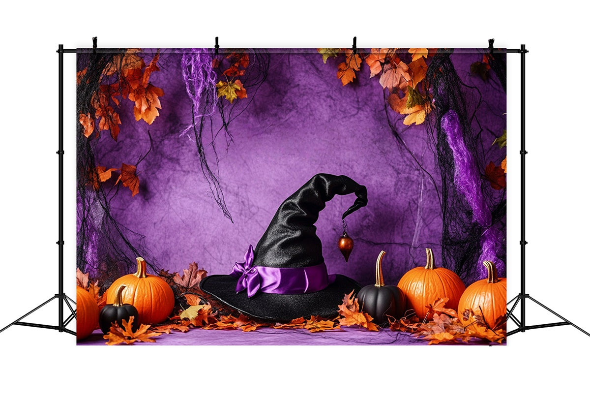 Toile de fond Halloween Magie Noire et Feuilles Dorées BRP57-99