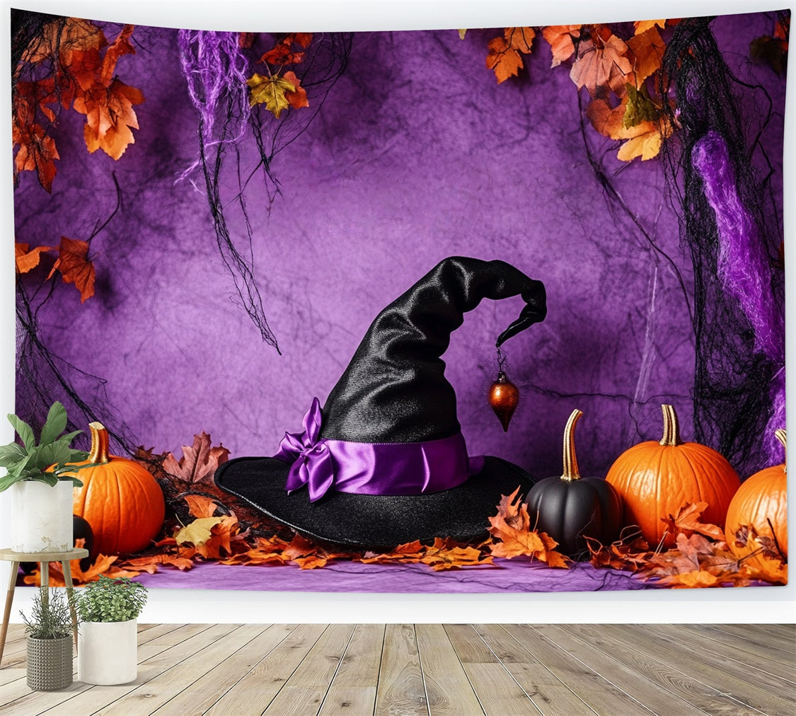 Toile de fond Halloween Magie Noire et Feuilles Dorées BRP57-99