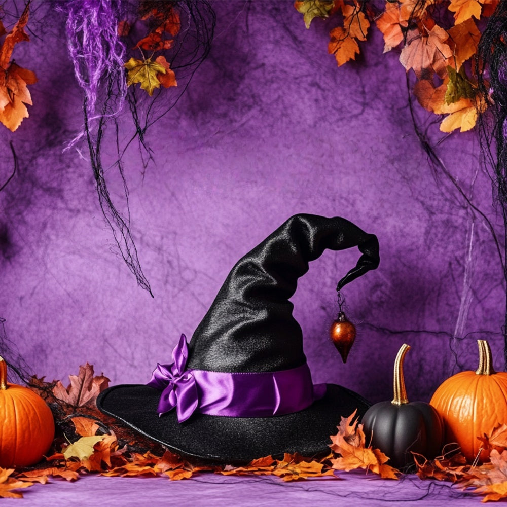 Toile de fond Halloween Magie Noire et Feuilles Dorées BRP57-99