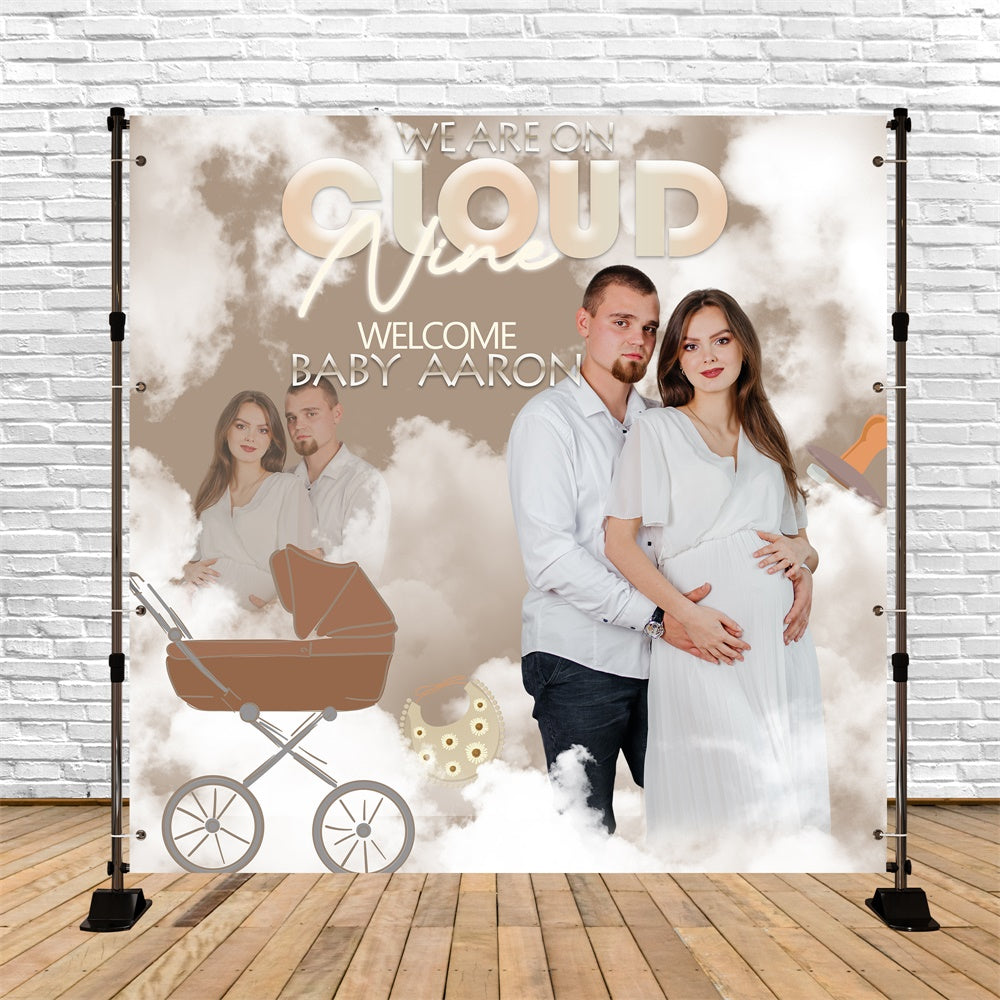 Toile de fond Baby Shower Landau Nuage Rêveur Personnalisée BRP6-1