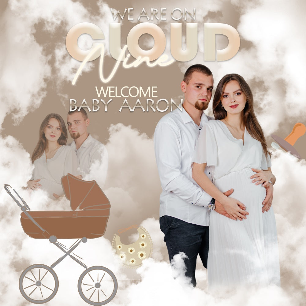Toile de fond Baby Shower Landau Nuage Rêveur Personnalisée BRP6-1