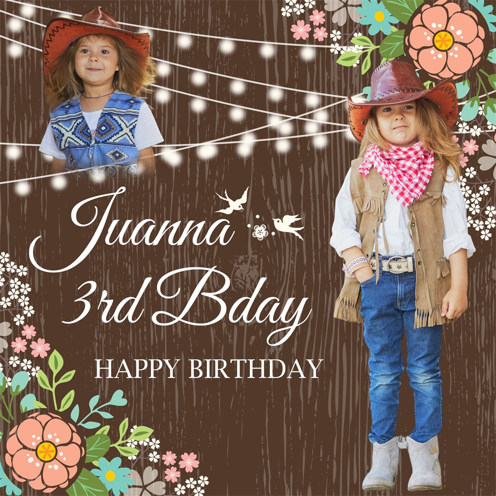 Toile de fond Photo Anniversaire Personnalisable Anniversaire Rodéo Rustique BRP6-100