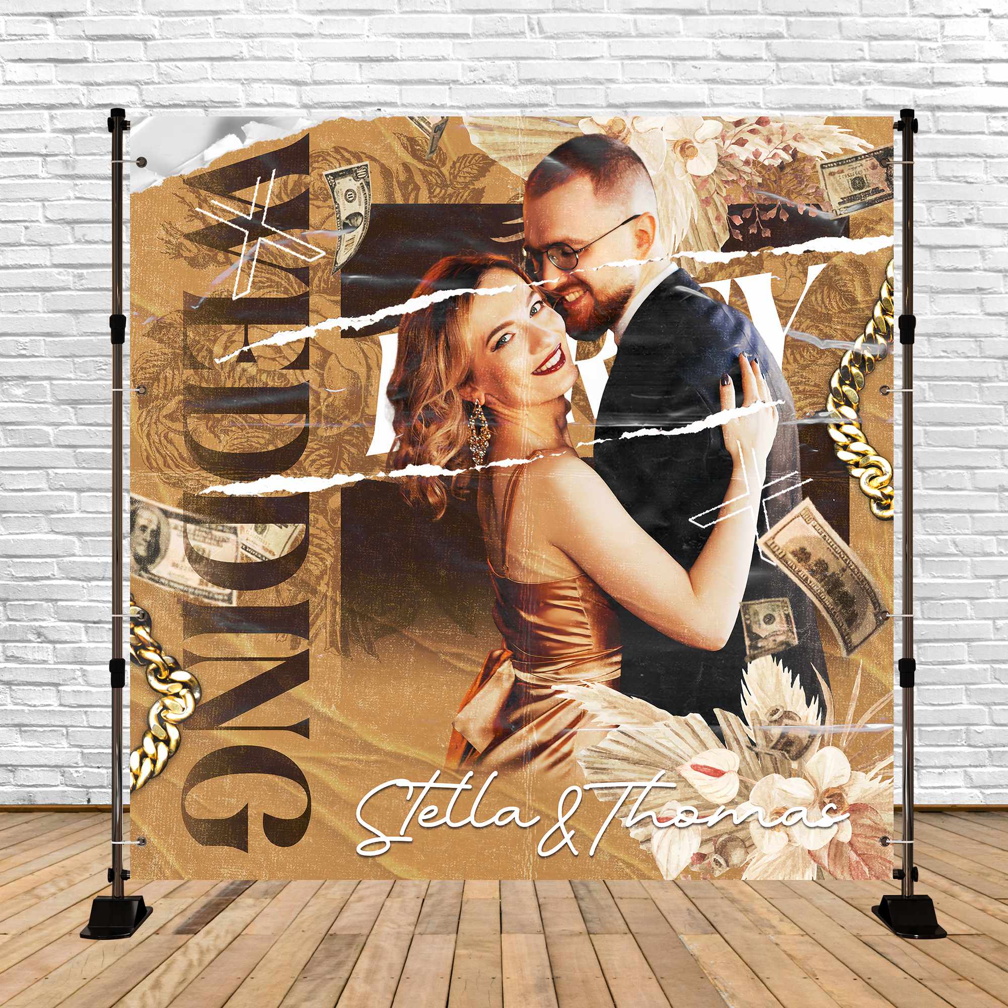 Toile de fond Mariage Élégante Fête Glamour Personnalisable BRP6-109