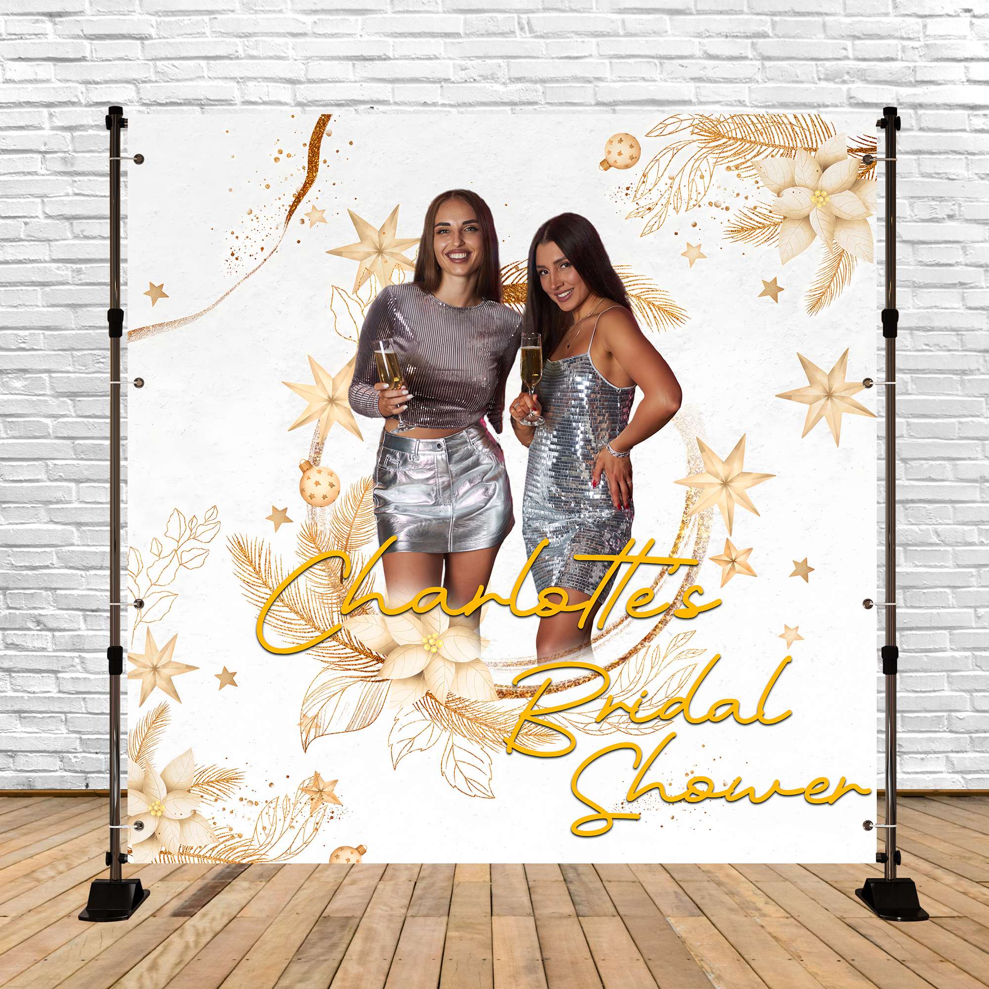 Toile de fond Bridal Shower Photo Personnalisable Chic Brillant Étincelant BRP6-111