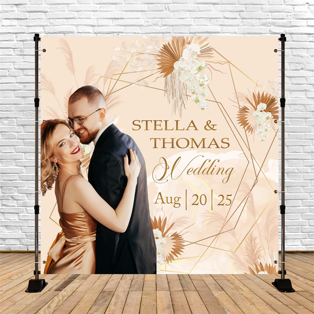 Toile de fond Mariage Luxe Célébration Dorée Personnalisable BRP6-116