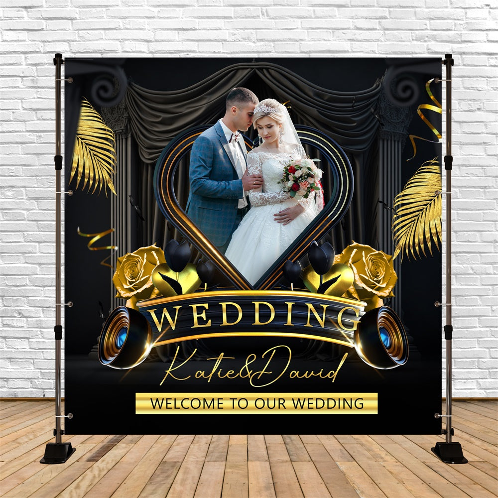 Toile de fond Mariage Photo Lumières Scintillantes Bonheur Personnalisable BRP6-118