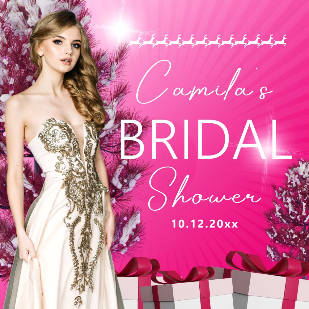 Toile de fond Mariage Noël Glamour de Fêtes Bridal Shower Personnalisable BRP6-128