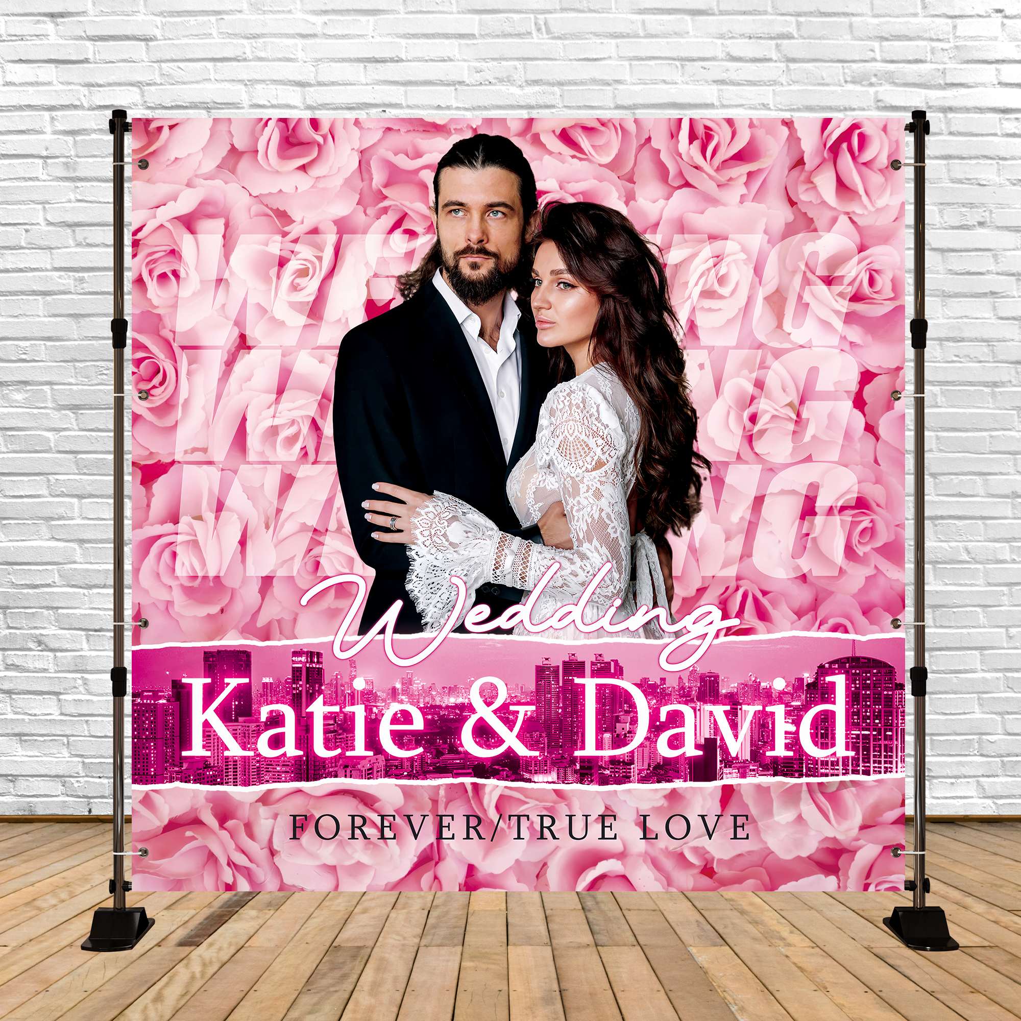 Toile de fond Mariage Photo Jardin de Roses Roses Personnalisable BRP6-135