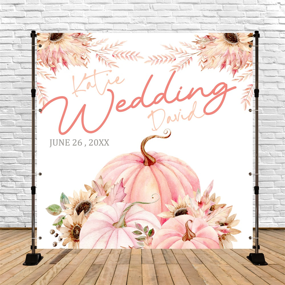 Toile de fond Mariage Citrouille Rustique Florale Personnalisable BRP6-138