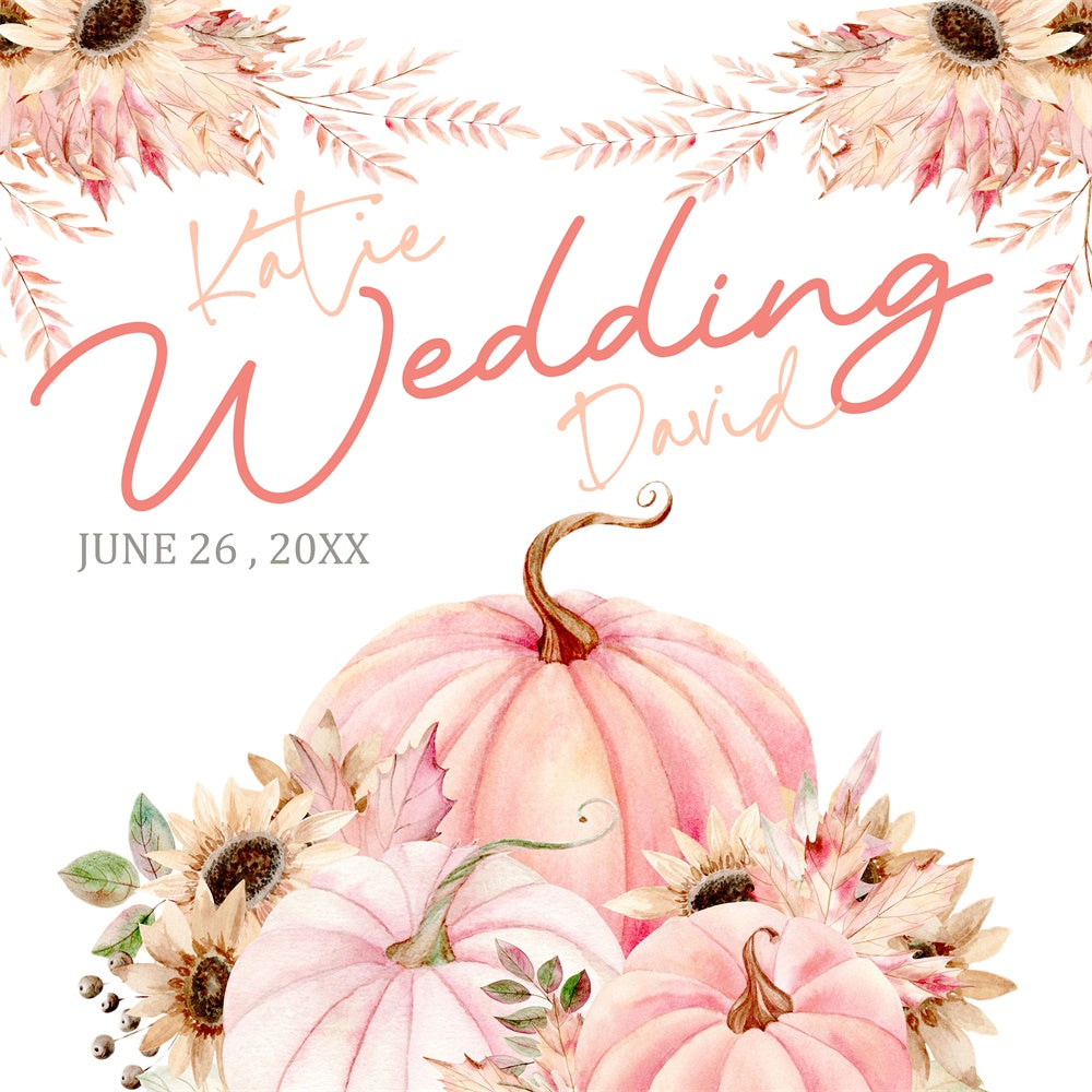 Toile de fond Mariage Citrouille Rustique Florale Personnalisable BRP6-138