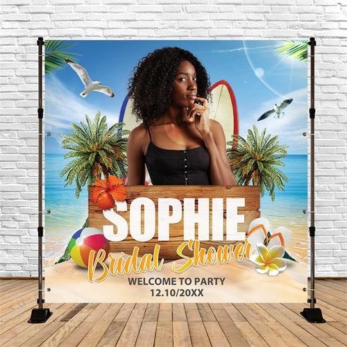 Toile de fond Mariage Plage Hibiscus Tropical Fête Personnalisable BRP6-139