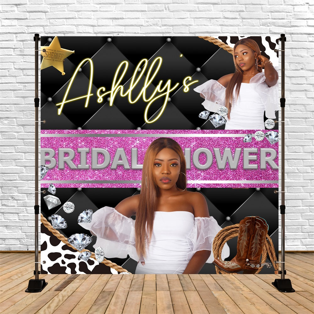 Toile de fond Bridal Shower Photo Personnalisable Cowgirl Glamour Diamant BRP6-142