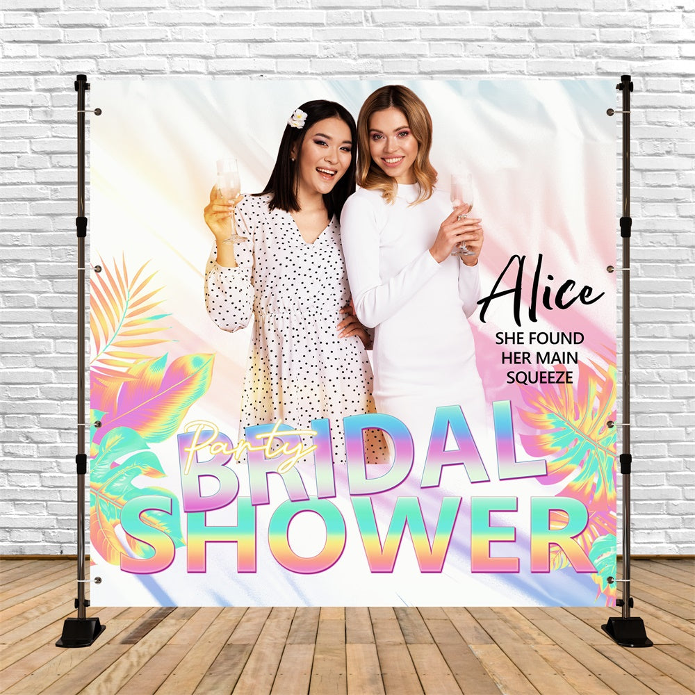 Toile de fond Bridal Shower Personnalisable Fête Palmiers Rayonnants BRP6-145