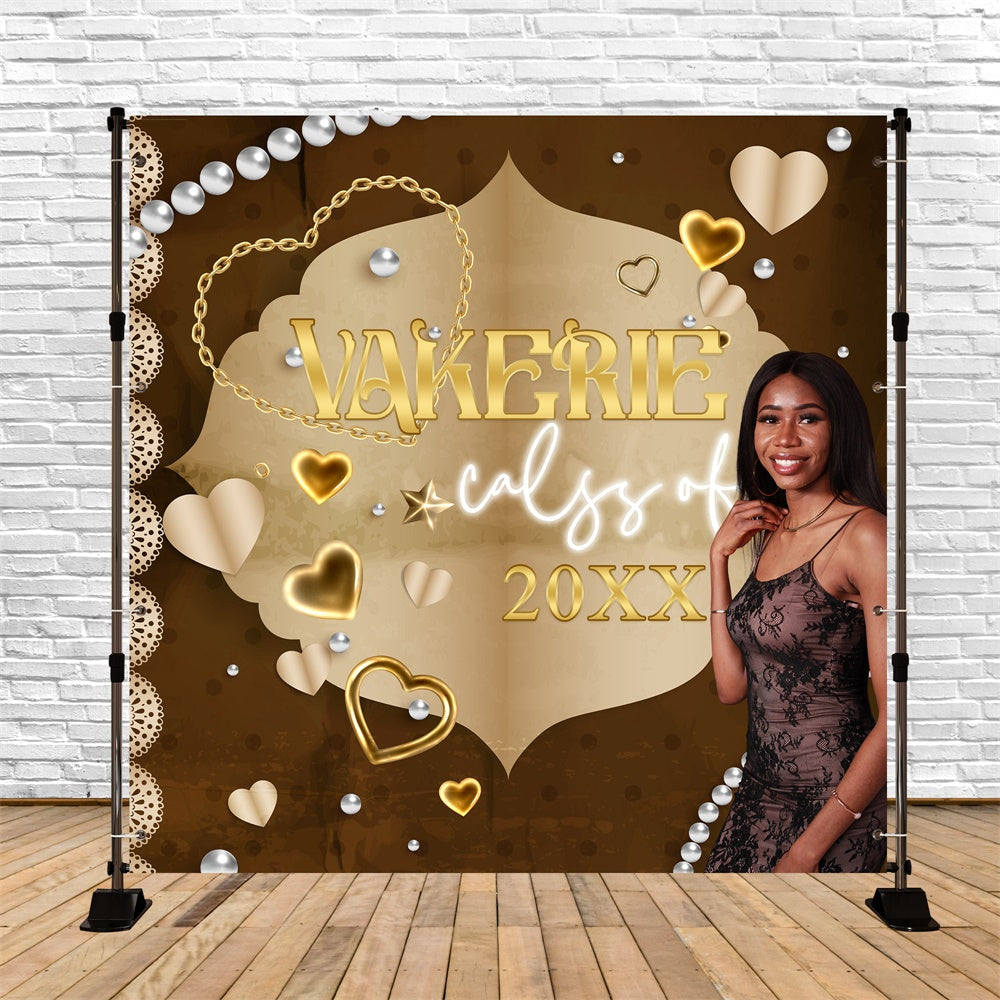 Toile de Fond de Graduation Personnalisée Luxe Marron Perlé BRP6-164