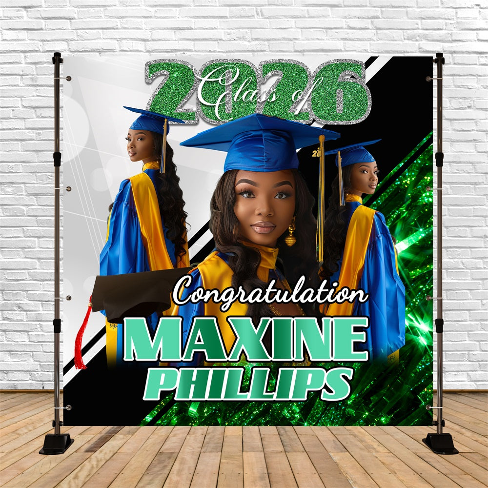 Toile de Fond de Graduation Idées Éclat Vert Personnalisée BRP6-165