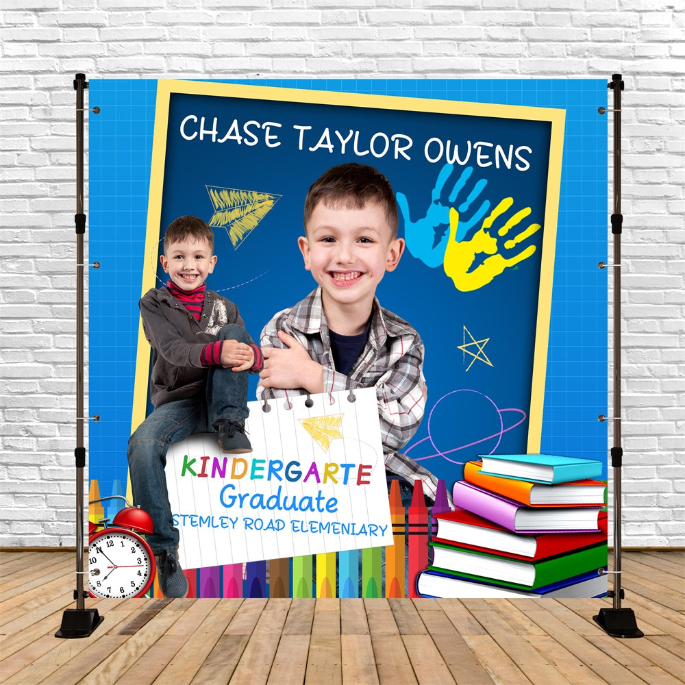 Toile de Fond de Maternelle Empreintes Arc-en-Ciel Personnalisée BRP6-168